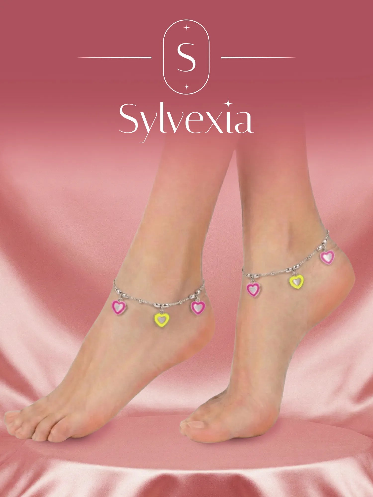 Sylevexia Silver Heart Charm Anklet Cute Women Jewelry