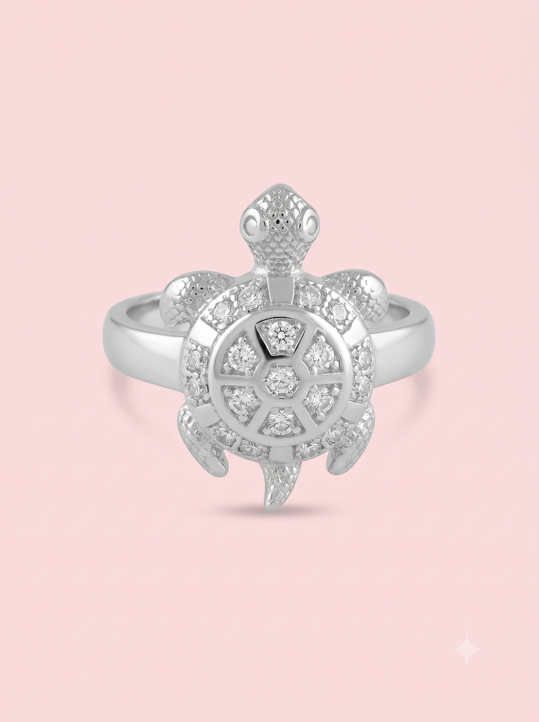 SYLVEXIA 925 Sterling Silver Turtle Design CZ Statement Ring for Men