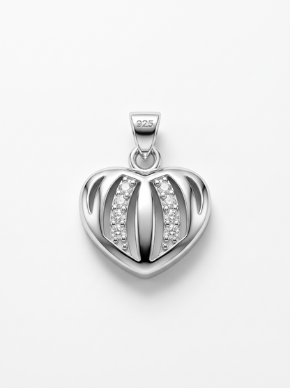 SYLVEXIA 925 Sterling Silver Triple Heart Openwork Pendant for Women