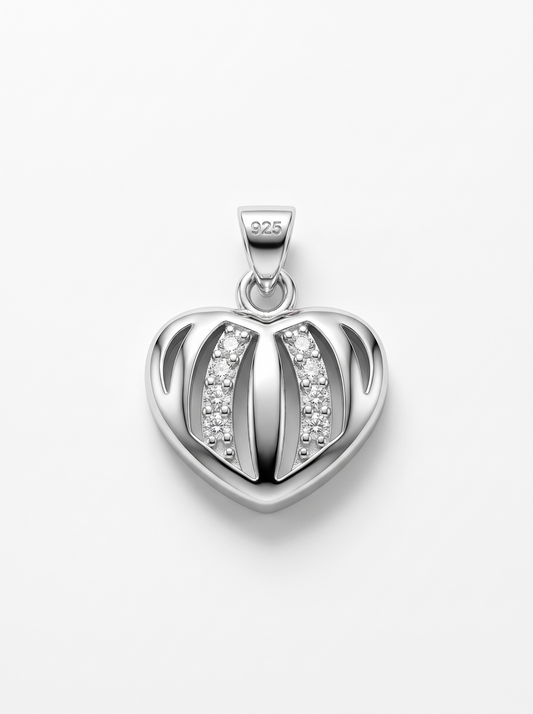 SYLVEXIA 925 Sterling Silver Triple Heart Openwork Pendant for Women