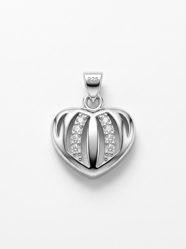 SYLVEXIA 925 Sterling Silver Triple Heart Openwork Pendant for Women