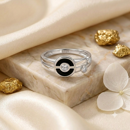 925 Sterling Silver CZ Black Enamel Ring for Men Stylish Design