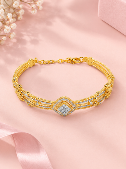 SYLVEXIA 925 Sterling Silver Gold Plated CZ Bracelet for Women