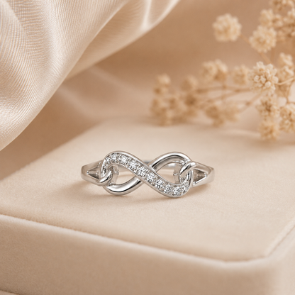 Sylvexia 925 Sterling Silver Infinity Heart CZ Ring for Women