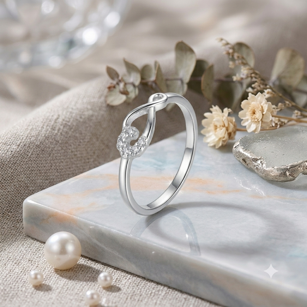 Sylvexia 925 Sterling Silver CZ Knot Ring for Women