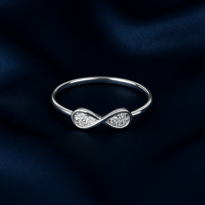 925 Sterling Silver Infinity Design Ring with Sparkling Stones