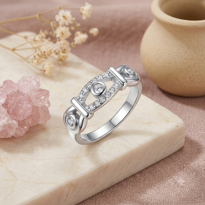 Sylvexia 925 Sterling Silver CZ Designer Ring for Women – Elegant Style