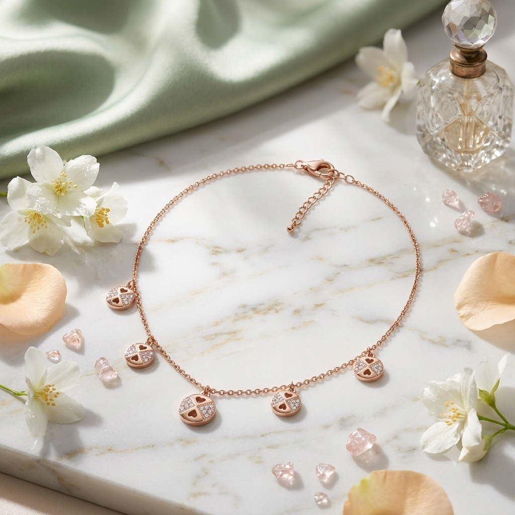 SYLVEXIA 925 Sterling Silver Rose Gold Clover Charm Necklace for Women
