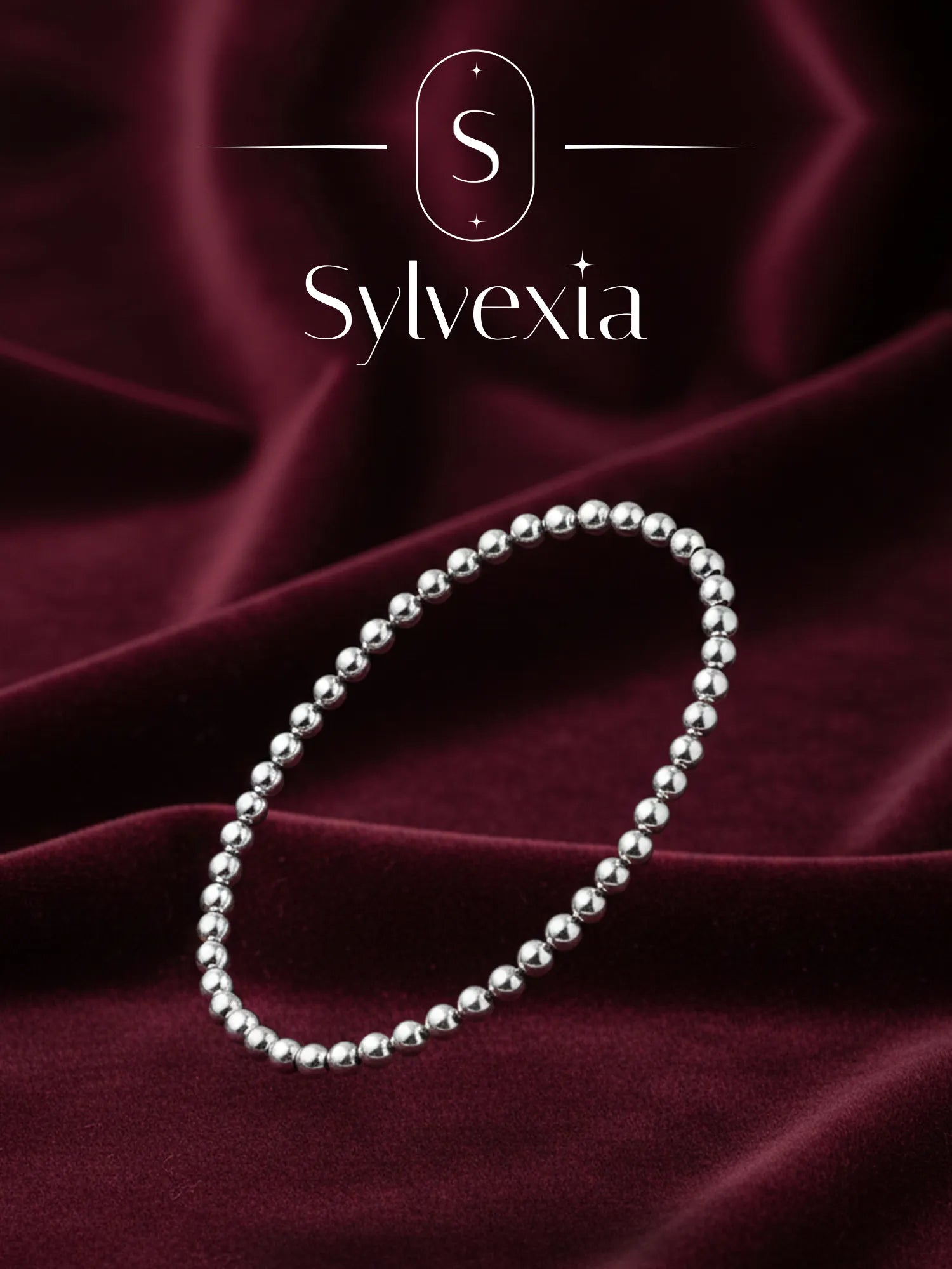 Sylvexia Men’s Silver Beaded Chain Bracelet – Minimal Ball Link Stylish Bracelet