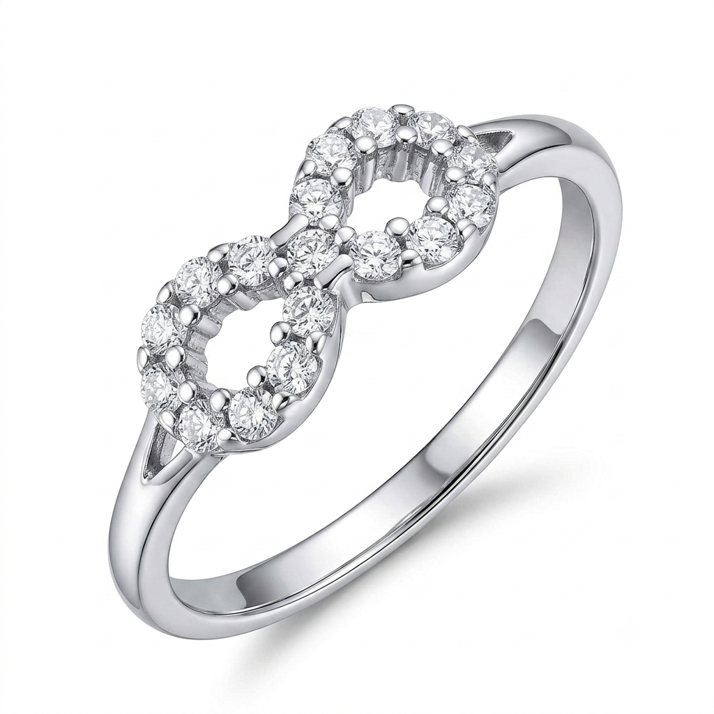 Sylvexia 925 Sterling Silver Infinity Twist Ring with Cubic Zirconia for Women
