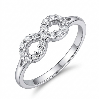 Sylvexia 925 Sterling Silver Infinity Twist Ring with Cubic Zirconia for Women