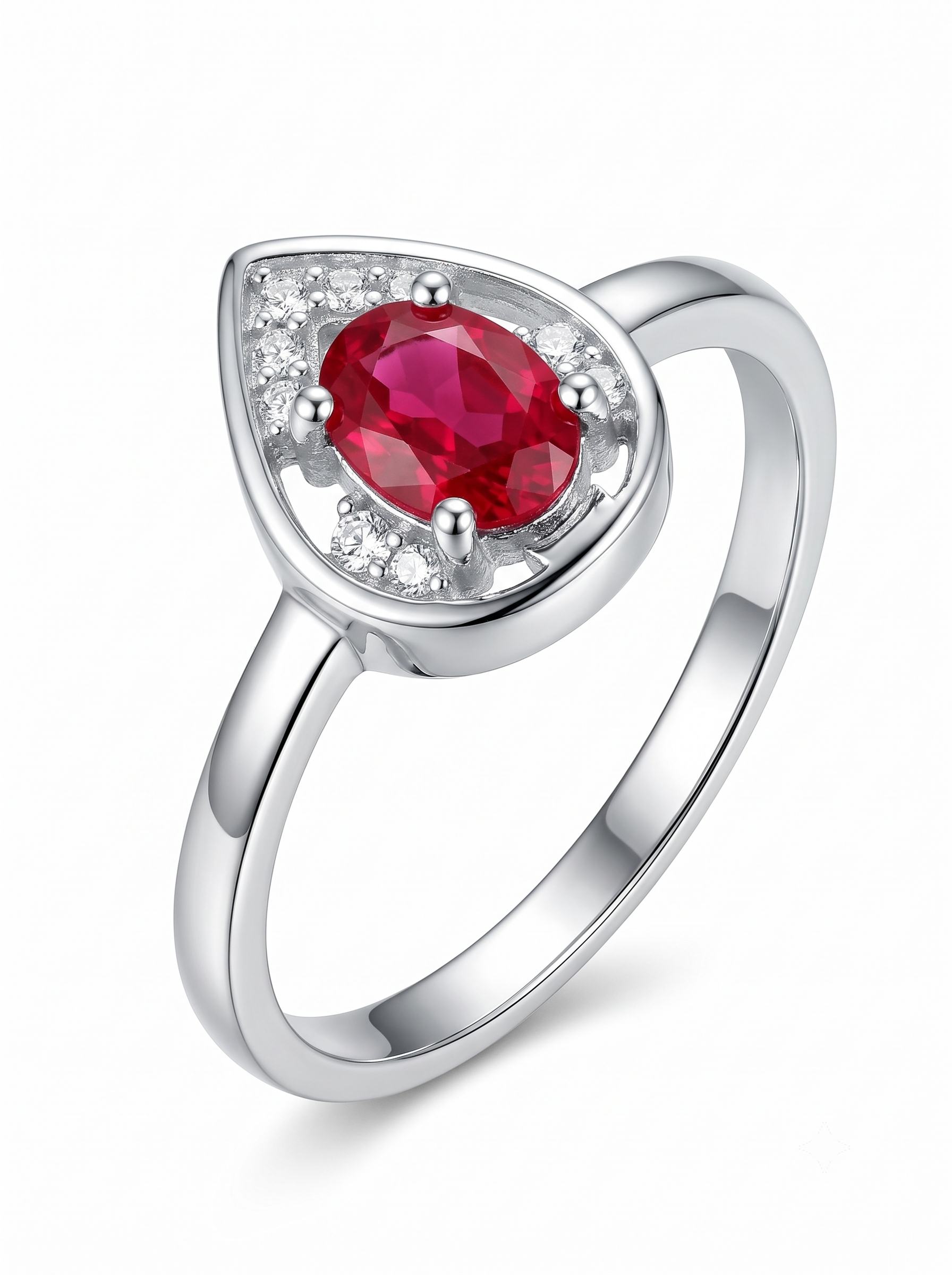 SYLVEXIA 925 Sterling Silver Pink Oval Stone Ring for Women