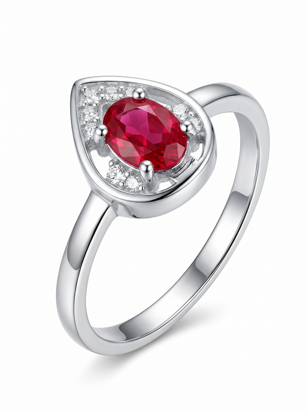 SYLVEXIA 925 Sterling Silver Pink Oval Stone Ring for Women