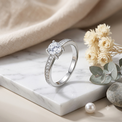 Sylvexia 925 Sterling Silver Solitaire CZ Ring for Women