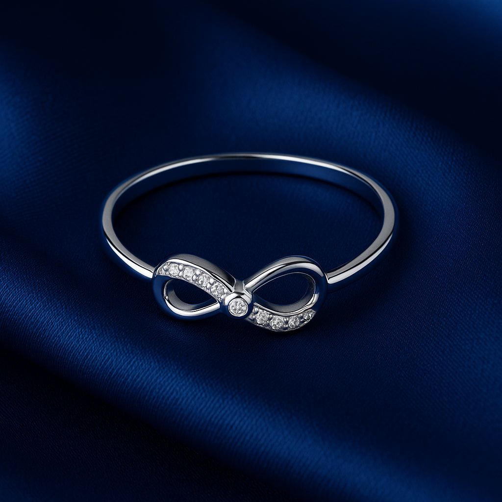 925 Sterling Silver Infinity Ring with Sparkling Crystal Accent