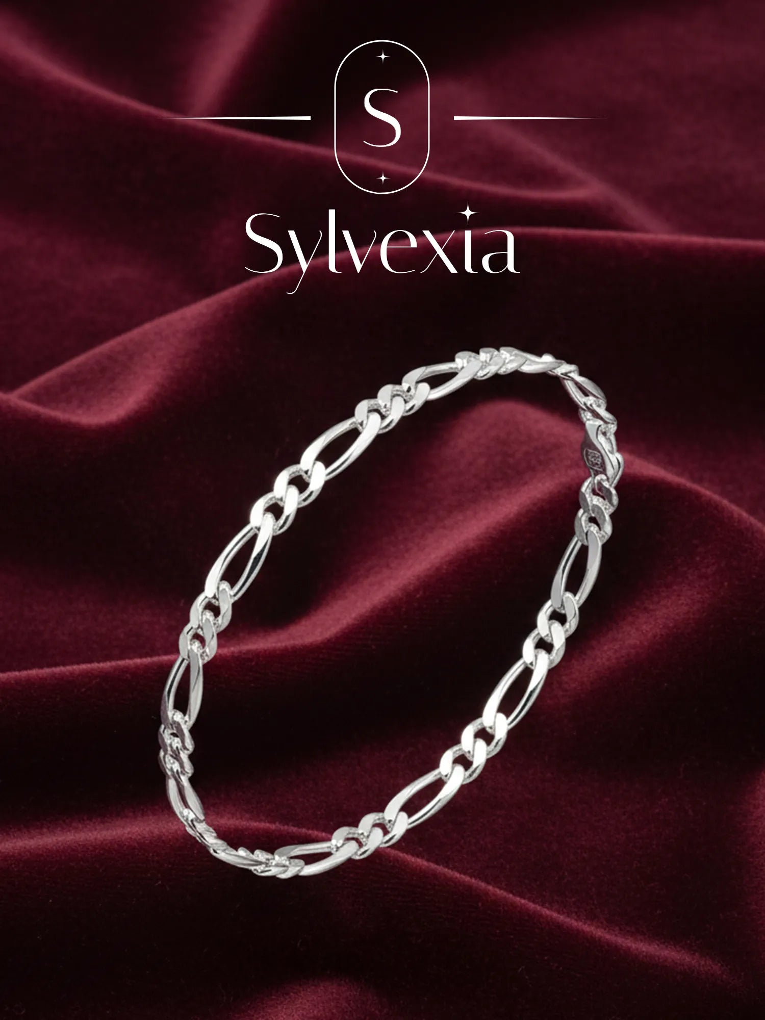 Sylvexia Men’s Silver Dual Link Chain Bracelet