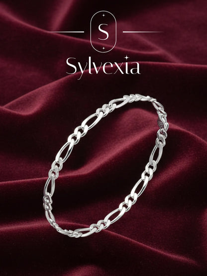 Sylvexia Men’s Silver Dual Link Chain Bracelet