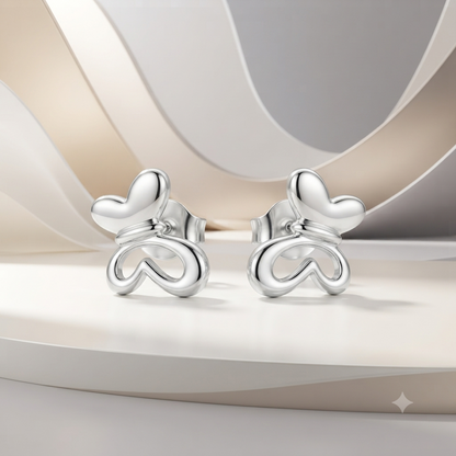Sylvexia Silver Butterfly Bow Crystal Stud Earrings for Women