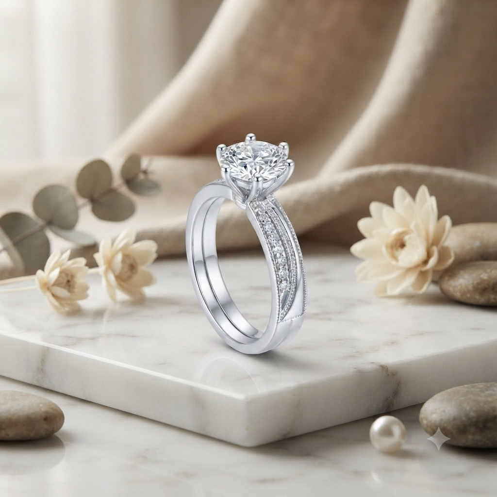 Sylvexia 925 Sterling Silver Solitaire Ring for Women