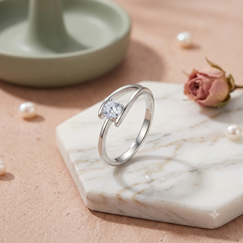 925 Sterling Silver Solitaire CZ Ring for Women