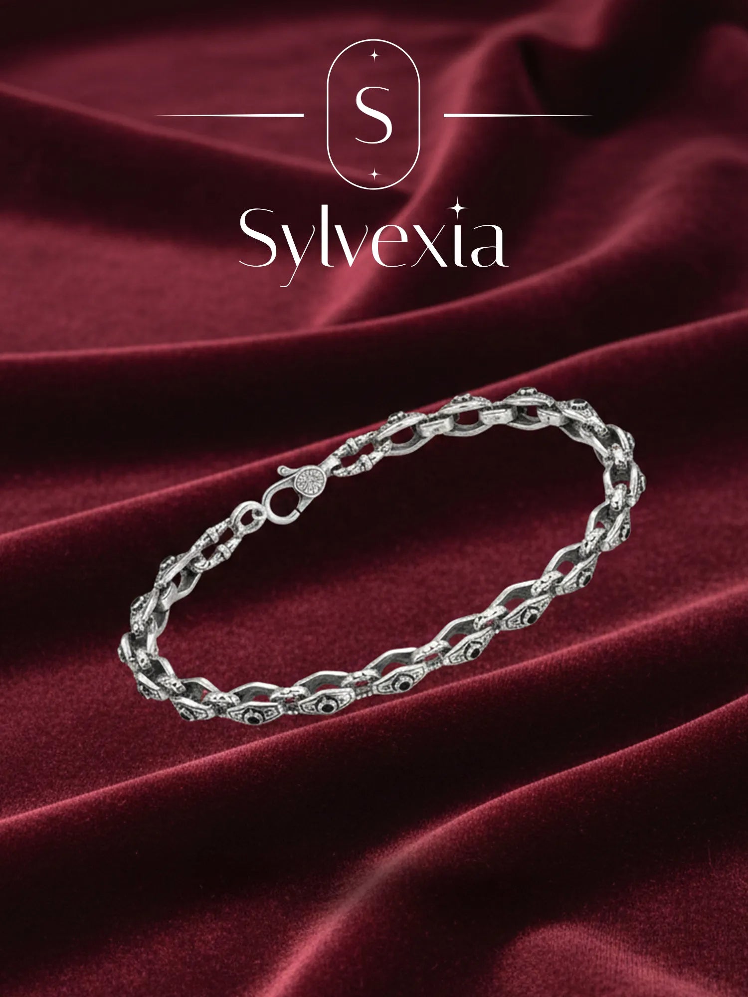 Sylvexia Men’s Silver Designer Link Bracelet