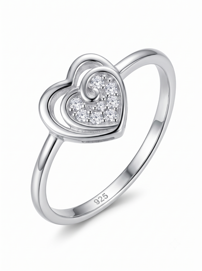 SYLVEXIA 925 Sterling Silver CZ Heart Ring for Women