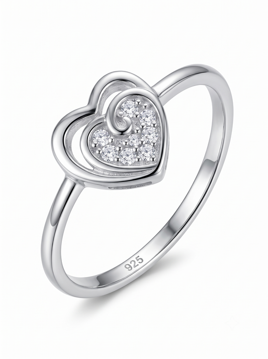 SYLVEXIA 925 Sterling Silver CZ Heart Ring for Women