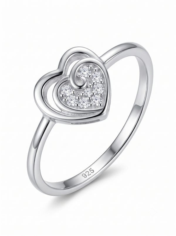 SYLVEXIA 925 Sterling Silver CZ Heart Ring for Women