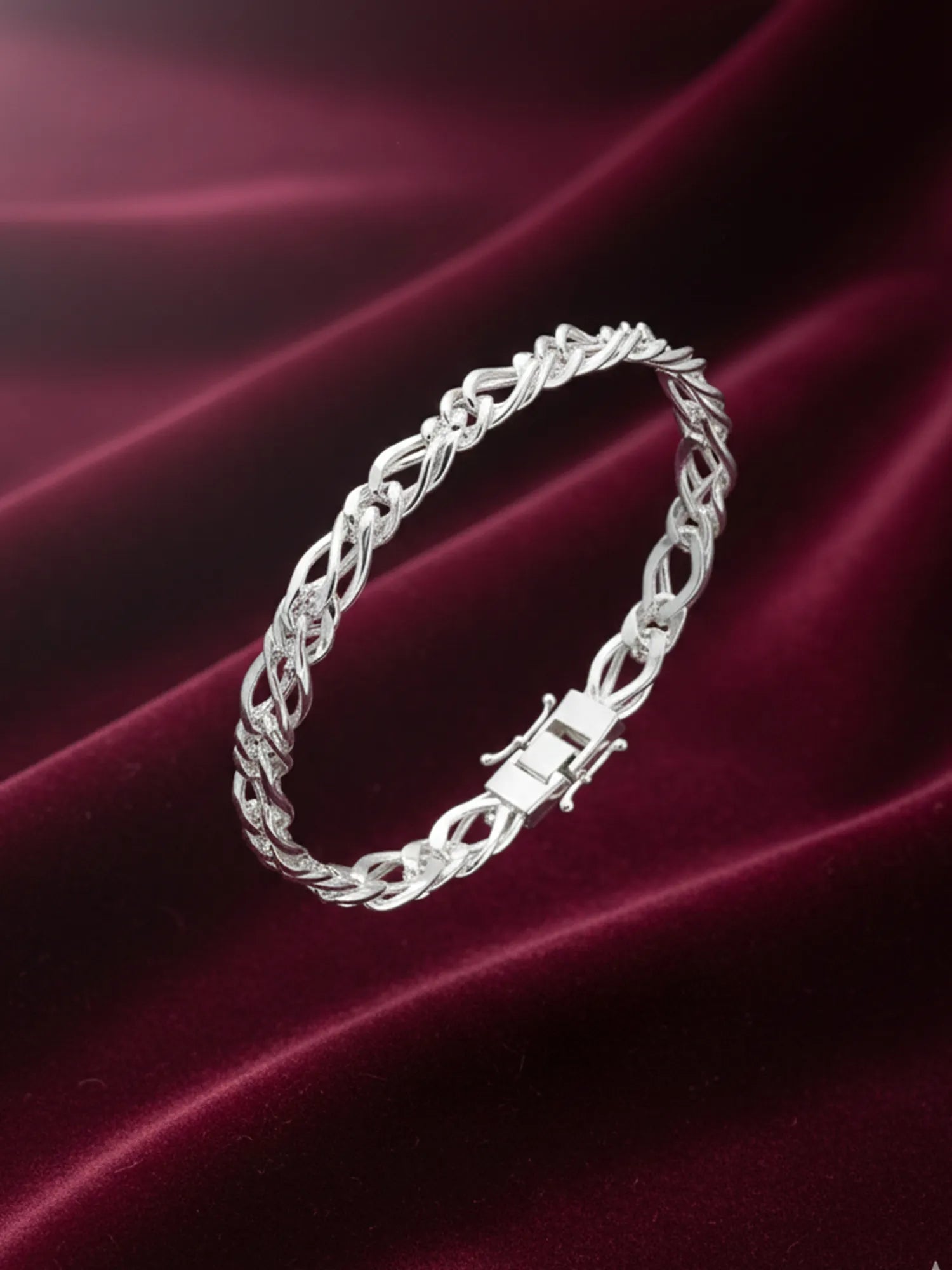 Sylvexia Men’s Silver Chain Bracelet – Interwoven Link Stylish Bracelet for Men