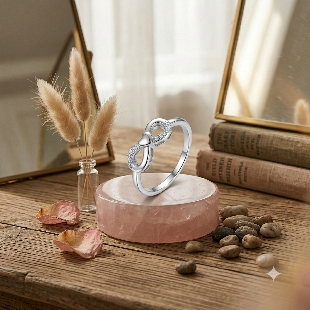 Sylvexia 925 Sterling Silver Infinity CZ Ring for Women