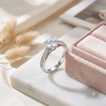 Sylvexia 925 Sterling Silver Solitaire CZ Ring for Women