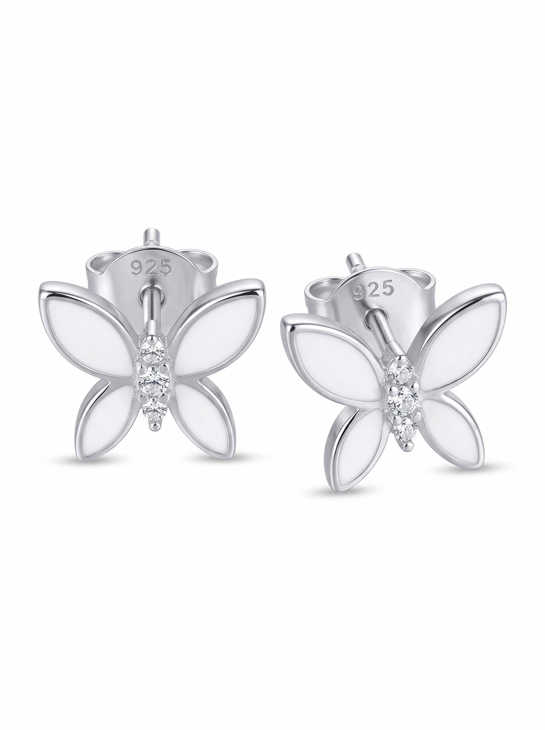 SYLVEXIA 925 Sterling Silver Butterfly Stud Earrings for Women