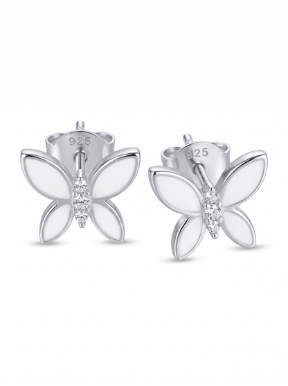 SYLVEXIA 925 Sterling Silver Butterfly Stud Earrings for Women