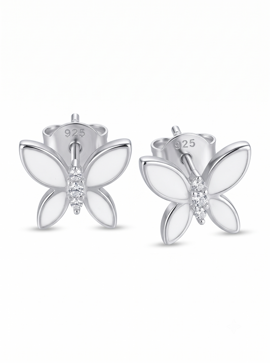 SYLVEXIA 925 Sterling Silver Butterfly Stud Earrings for Women