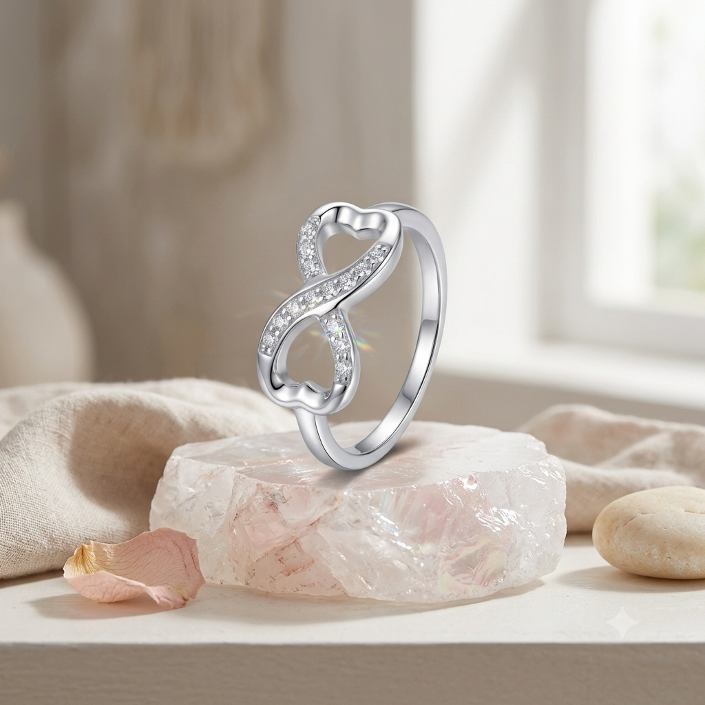 Sylvexia 925 Sterling Silver Infinity CZ Ring for Women
