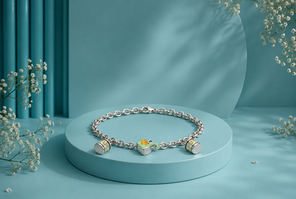 SYLVEXIA 925 Sterling Silver Tea Cup Charm Bracelet for Women