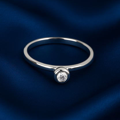 925 Silver Solitaire Crystal Ring Minimal Women