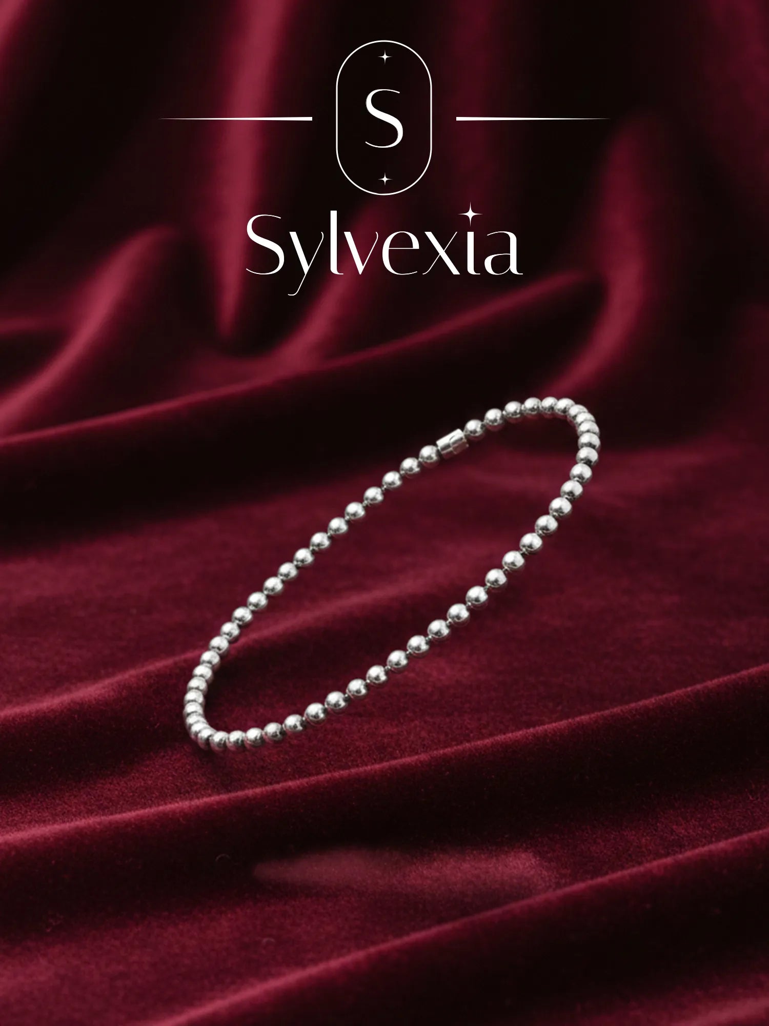 Sylvexia Men’s Silver Beaded Chain Bracelet