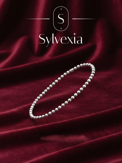 Sylvexia Men’s Silver Beaded Chain Bracelet