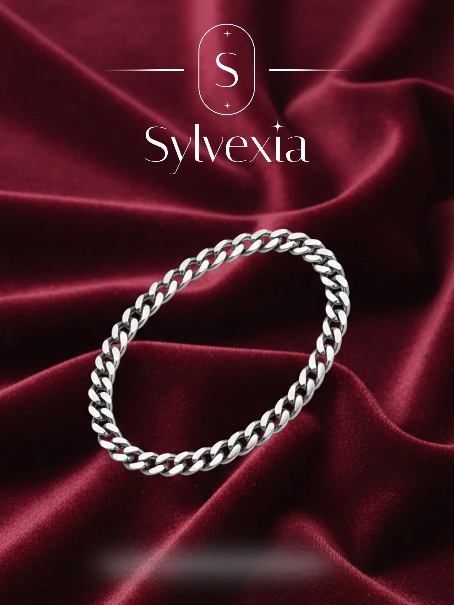 Sylvexia Men’s Silver Cuban Link Bracelet
