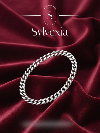 Sylvexia Men’s Silver Cuban Link Bracelet