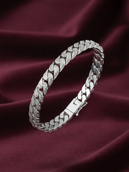 Sylvexia Men’s Silver Textured Chain Bracelet