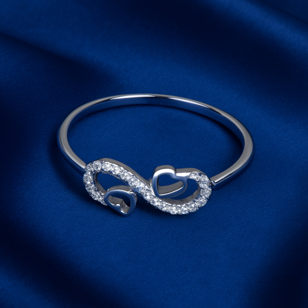 Sylvexia 925 Sterling Silver Infinity Heart CZ Ring for Women