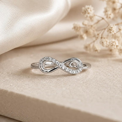 SYLVEXIA 925 Sterling Silver Crystal Infinity Ring for Women