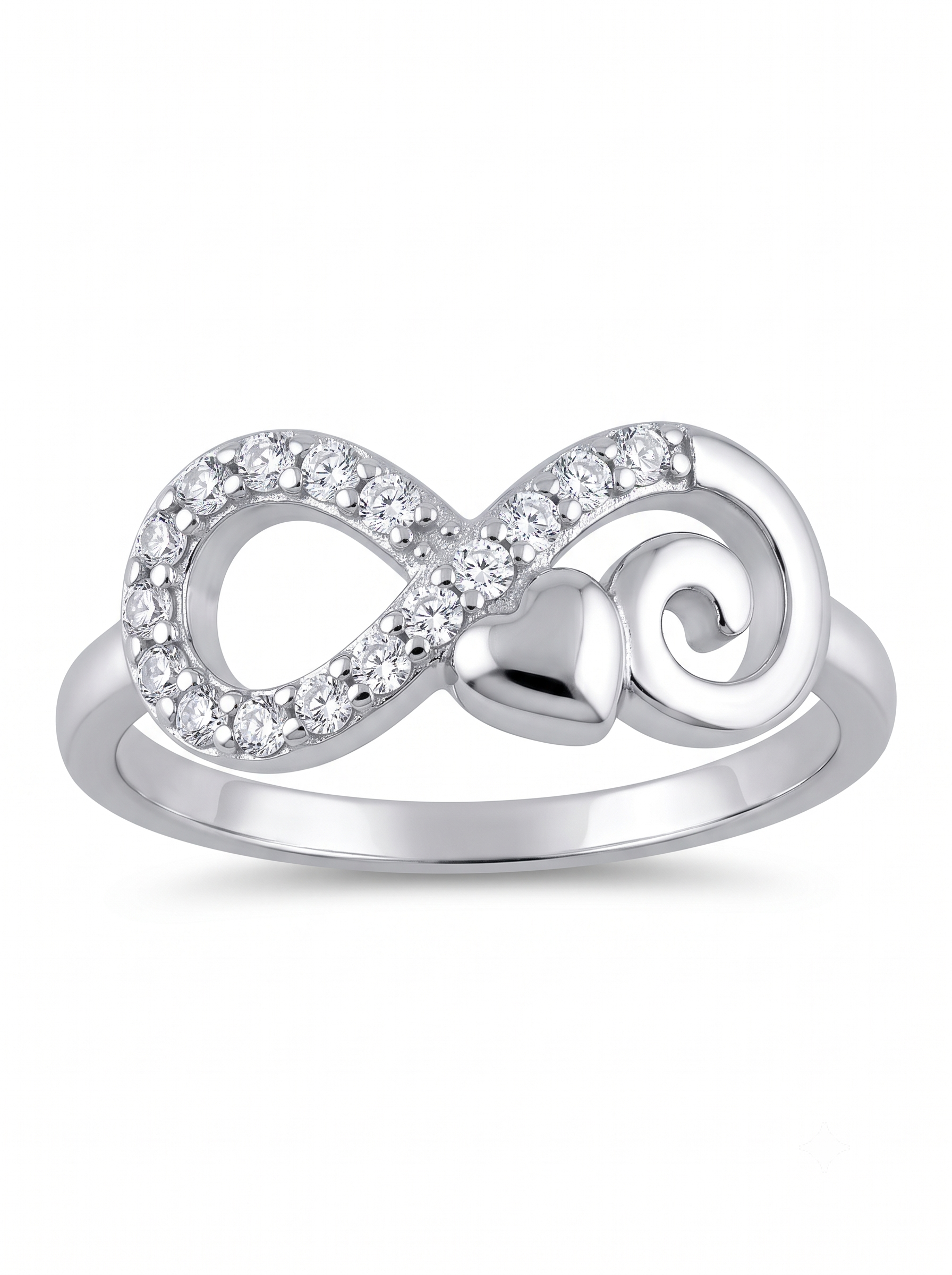 SYLVEXIA 925 Sterling Silver Infinity CZ Open Ring