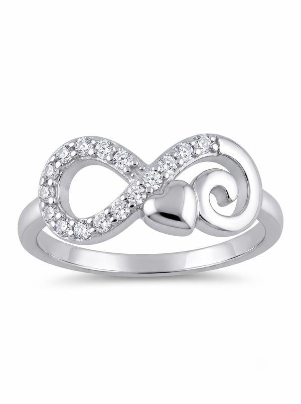 SYLVEXIA 925 Sterling Silver Infinity CZ Open Ring