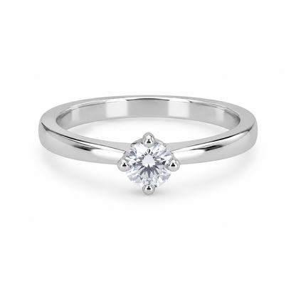 Sylvexia 925 Sterling Silver Round Cut Solitaire CZ Ring for Women