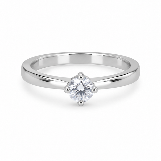 Sylvexia 925 Sterling Silver Round Cut Solitaire CZ Ring for Women