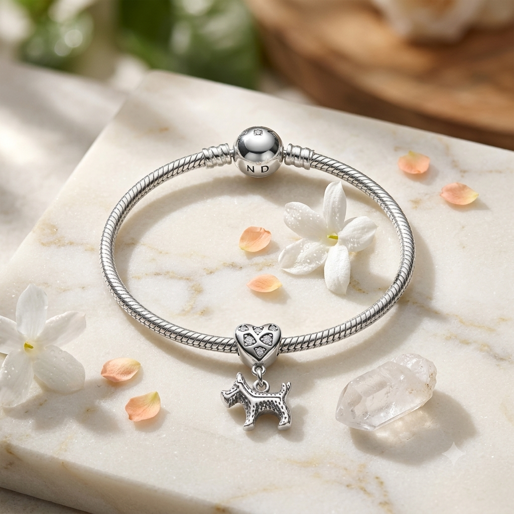 SYLVEXIA 925 Sterling Silver Charm Bracelet for Women