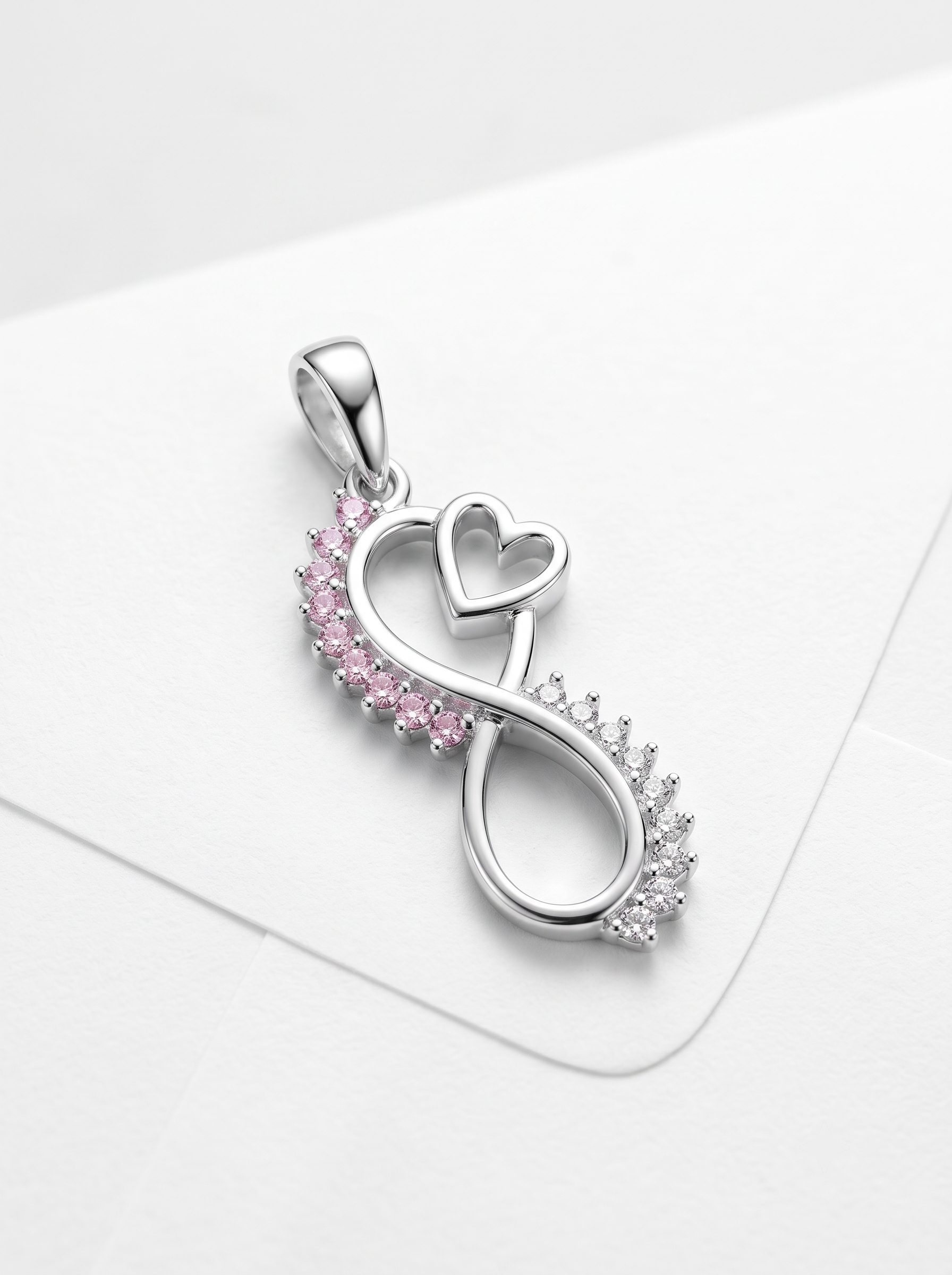 SYLVEXIA 925 Sterling Silver Infinity Pendant with Purple & Clear CZ